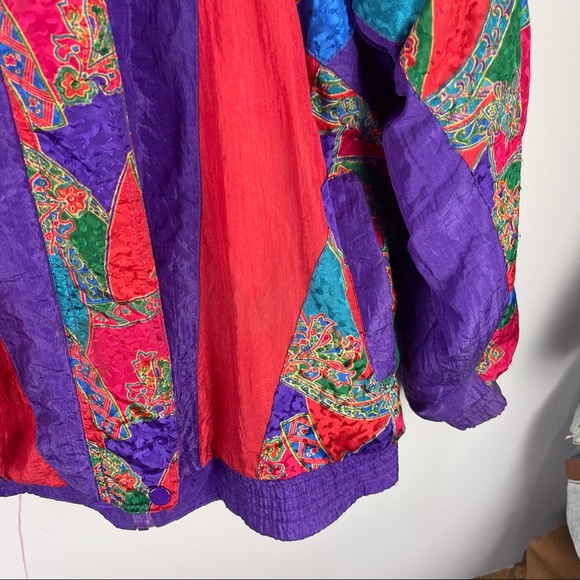 Vintage nouveau mode satin bomber jacket colorful - Picture 4 of 6